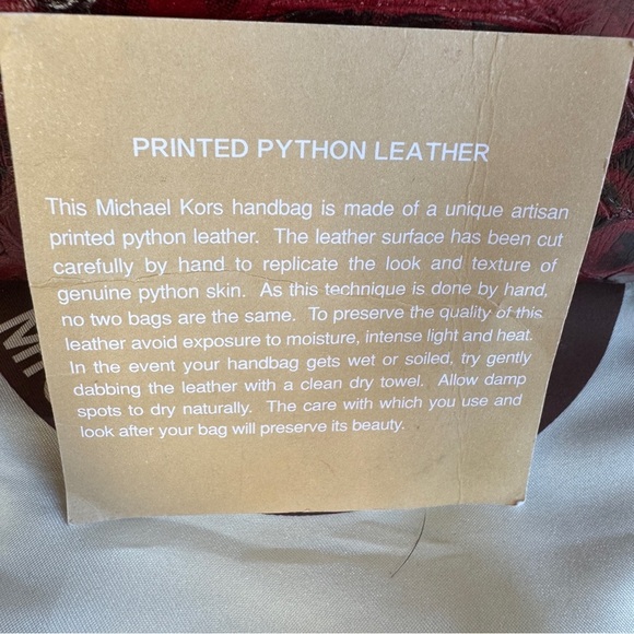 Michael Kors Burgundy Snake Print Satchel - Picture 7 of 7